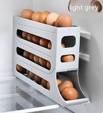 Refrigerator 4-Layer Automatic Egg Roller Sliding Egg Tray Refrigerator Side Door Large Capacity Holder Egg Storage Box Kitchen Gadgets - Beuti-Ful
