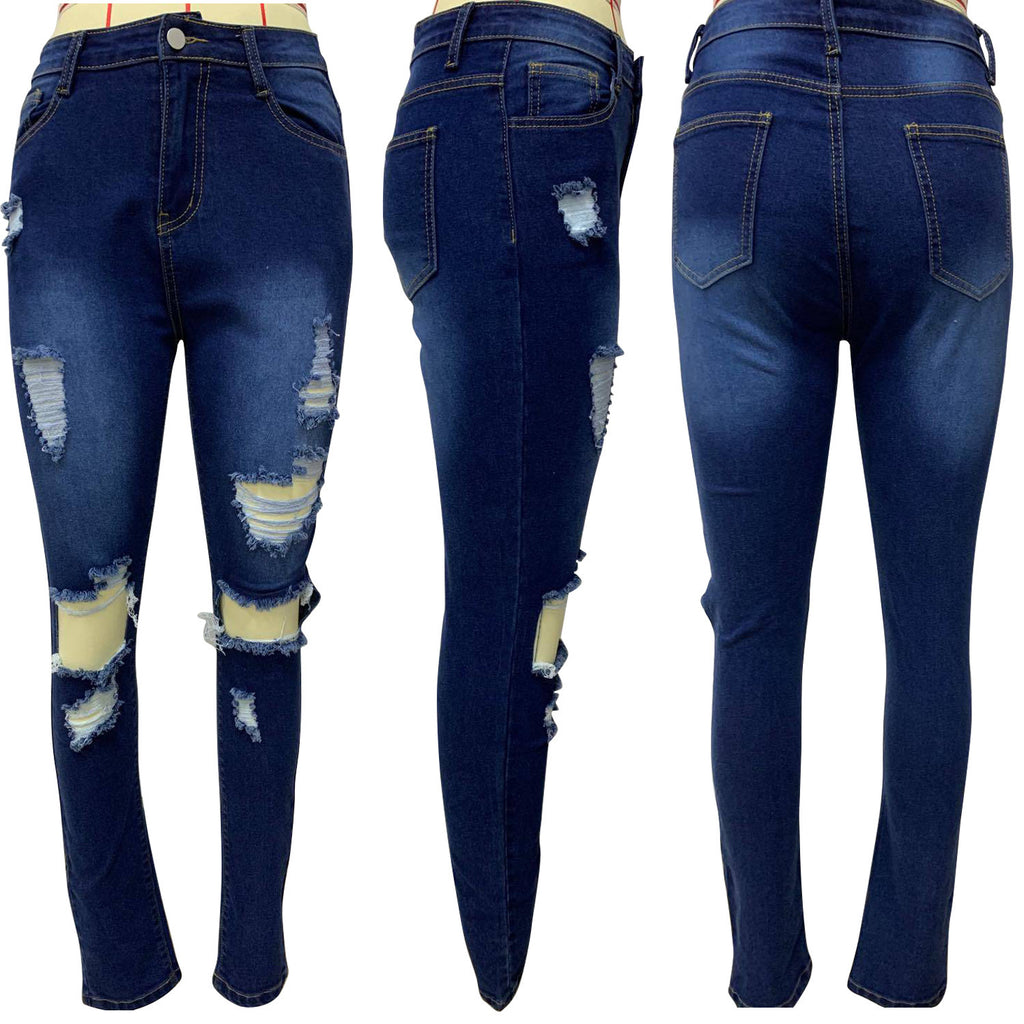 Explosion style ripped denim trousers - Beuti-Ful