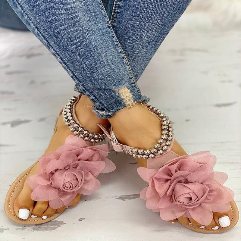 Flat flower sandals - Beuti-Ful
