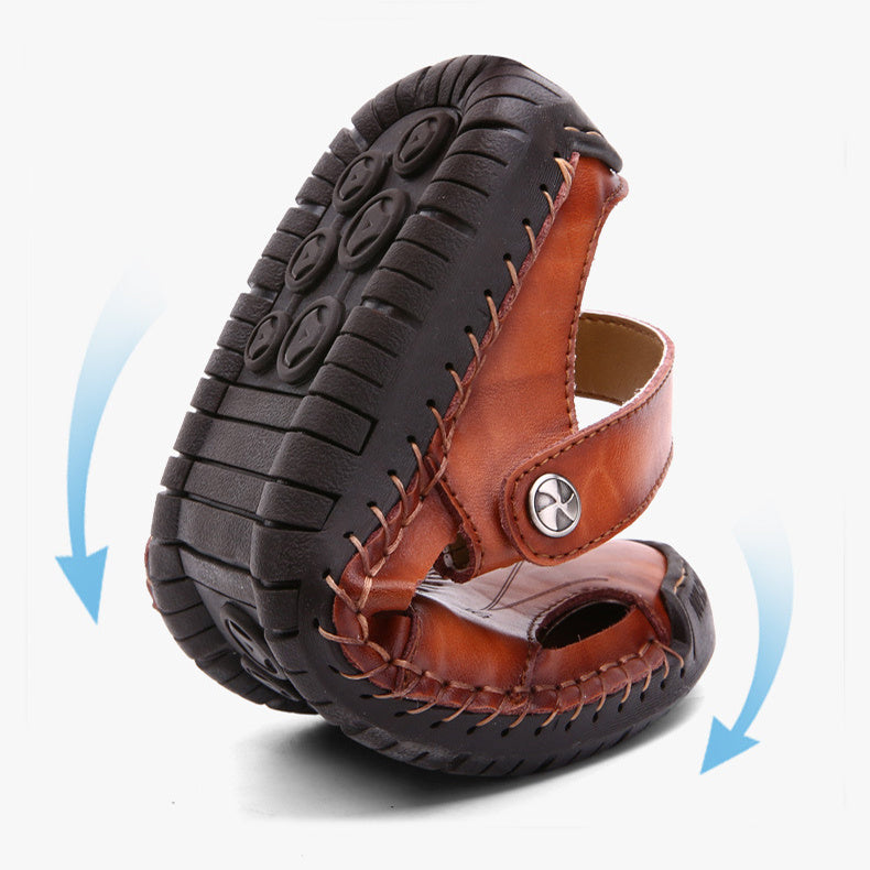 Men's Closed Toe Sandals Summer Adjustable Slides Slippers  Beach Shoes