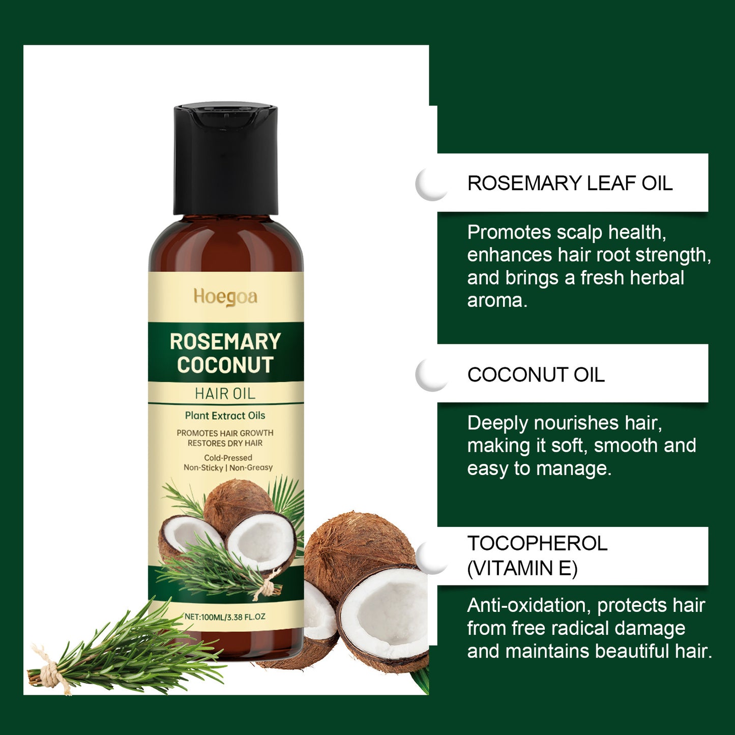 Rosemary Coconut Hair Oil Nourishing Moisturizing Fragrance Care Hair Care