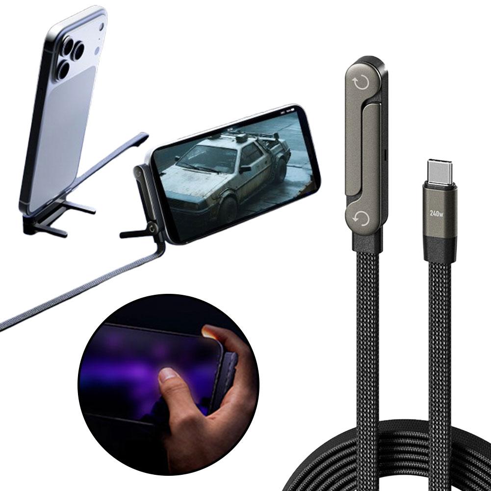 Fast Charging Foldable Bracket 2-in-1 Data Wire Foldable Phone Tablet Stand Type-C To Type-C USB-A To Type-C - Beuti-Ful