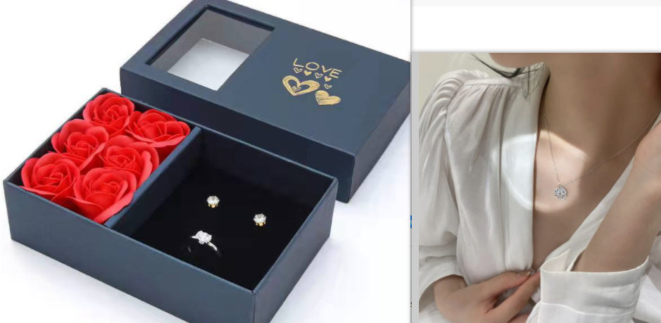 Retro Magnetic Folding Heart Shaped Four Leaf Clover Pendant Necklace Women Love Clavicle Chain Gifts Openable Choker Jewelry - Beuti-Ful