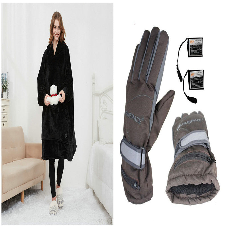 USB Heated Wearable Blanket Oversized Lazy Hoodie With Large Heating Area Back Cozy Warm Sherpa Hoodie Blanket - Beuti-Ful