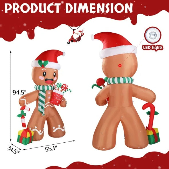 7.9 FT Lighted Christmas Inflatable Decoration, Inflatable Gingerbread Man Outdoor Decoration - Beuti-Ful