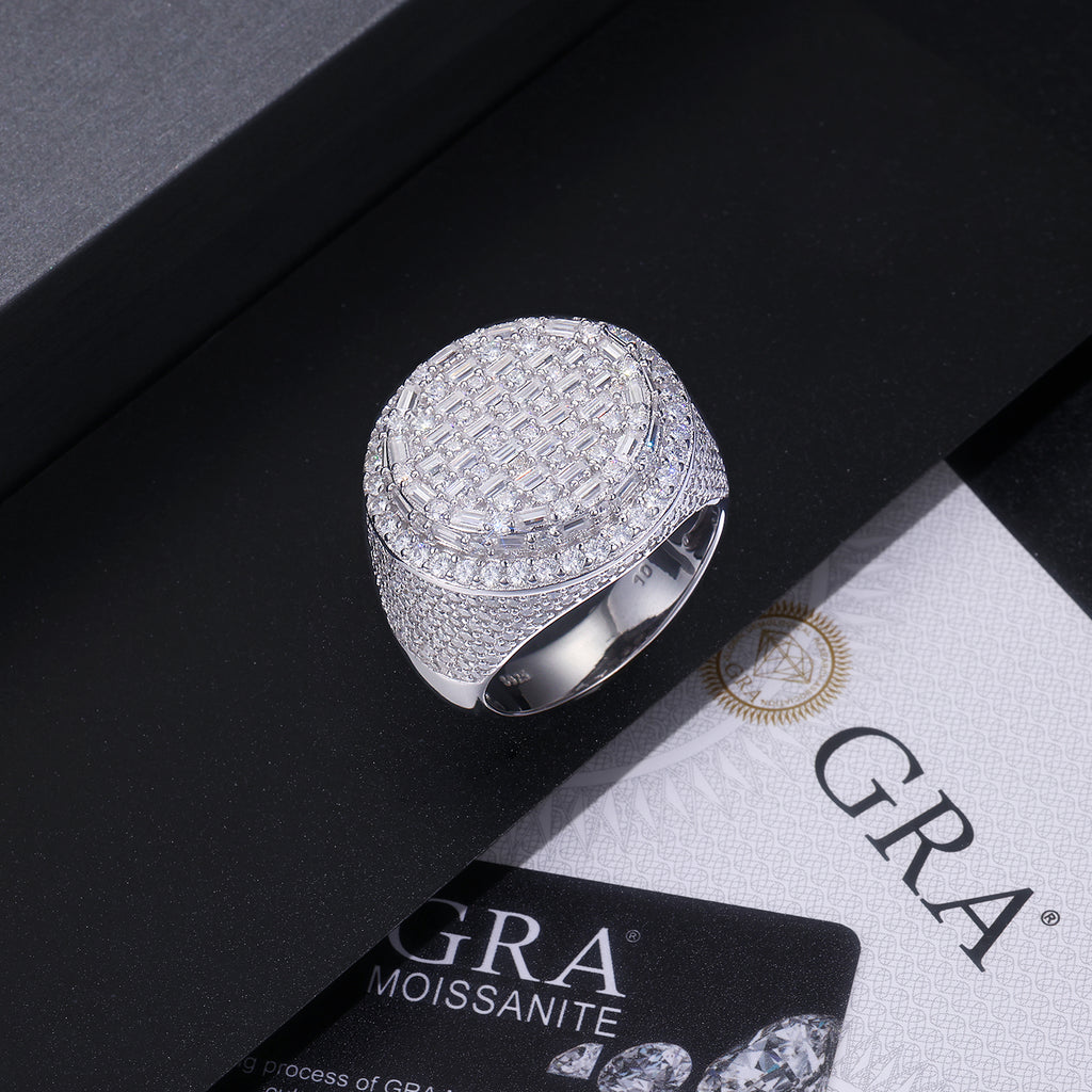 Men's Ring, Diamond Ring With Top-quality Moissanite S925 Silver  Platinum-plated. The Ring Can Be Inspected With A Diamond Pen