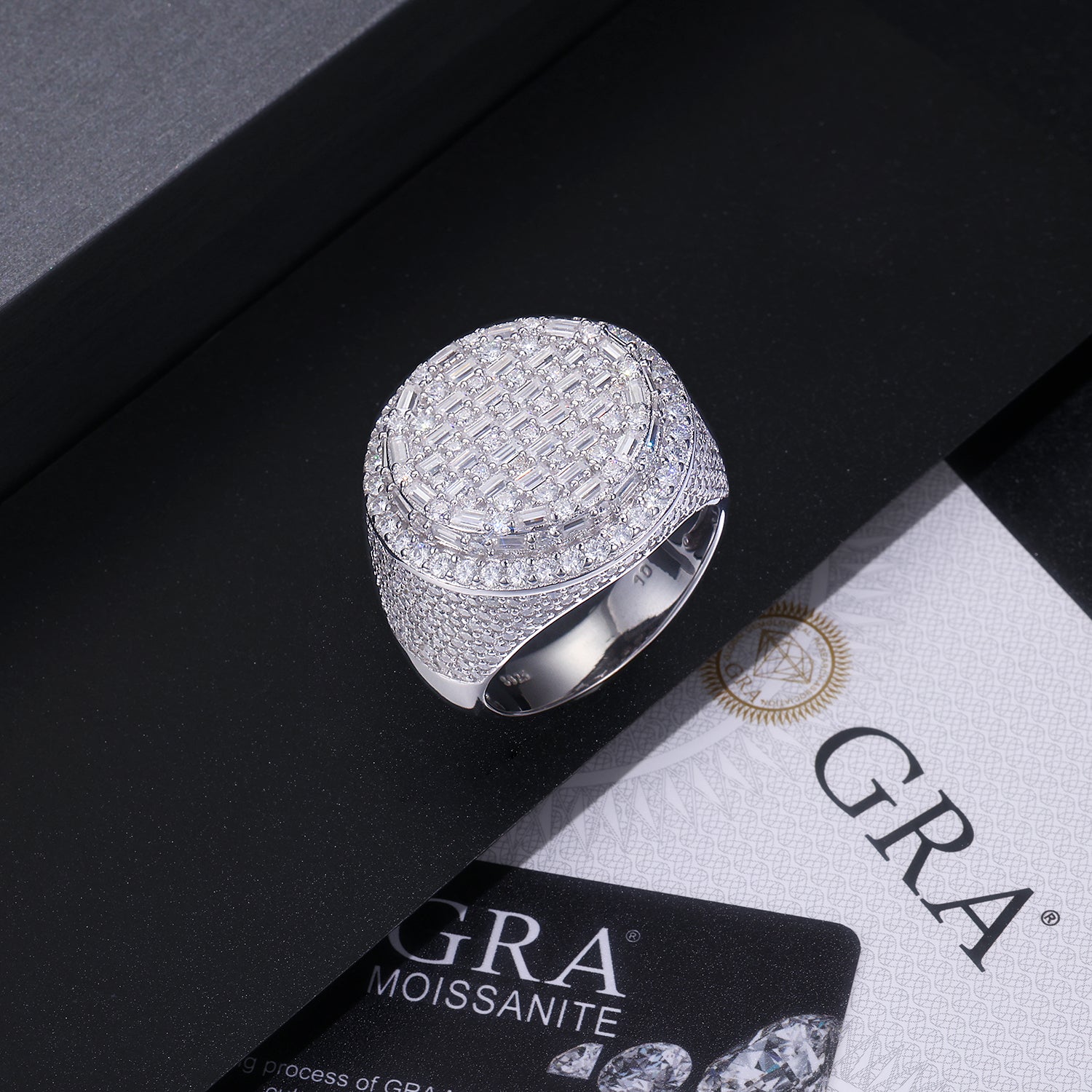 Men's Ring, Diamond Ring With Top-quality Moissanite S925 Silver  Platinum-plated. The Ring Can Be Inspected With A Diamond Pen