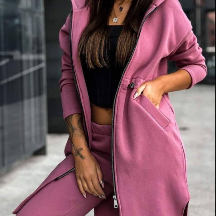 Casual Fleece Hooded Sweater Suit