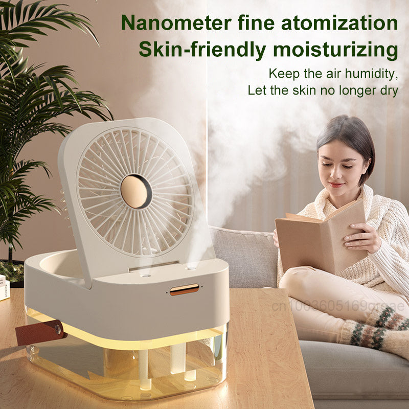 Humidifier Spray Fan Portable Air Cooler Humidifier USB Mist Fan Desktop With Night Light