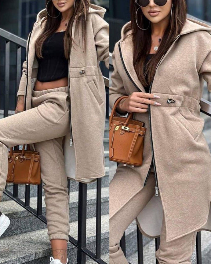 Casual Fleece Hooded Sweater Suit