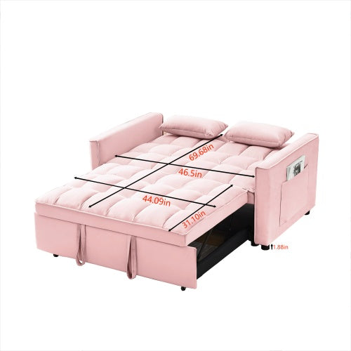 Modern Velvet Loveseat Futon Sofa Couch W Pullout 3 In 1 Convertible Sleeper Sofa Bed - Beuti-Ful