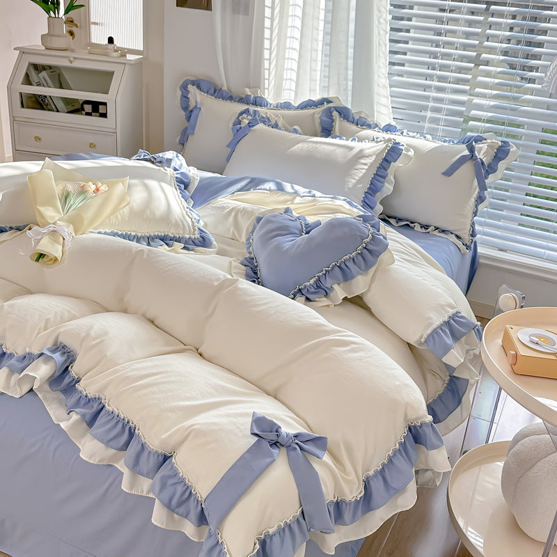 Solid Color Lace Bedsheet And Duvet Cover - Beuti-Ful