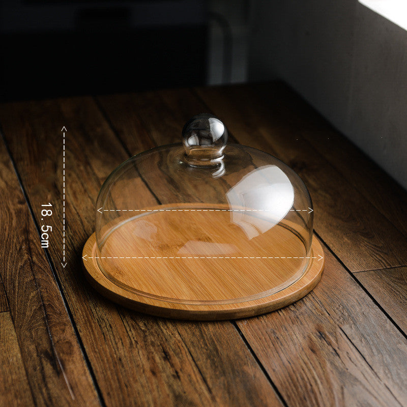 Bamboo wooden cake glass cover tray - Beuti-Ful