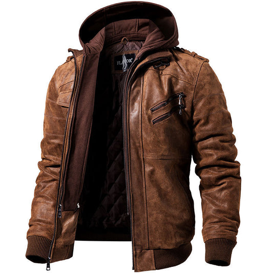Winter Fashion Motorcycle Leather Jacket Men Slim Fit Oblique Zipper PU Jackets Autumn Mens Leather Biker Coats Warm Streetwear - Beuti-Ful