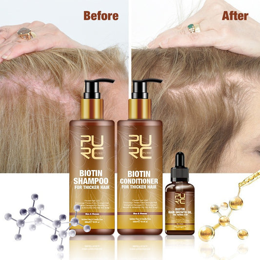 PURC Hair Care Ginger Biotin Three-piece Shampoo Conditioner Repair Dry And Frizz Essential Oil - Beuti-Ful