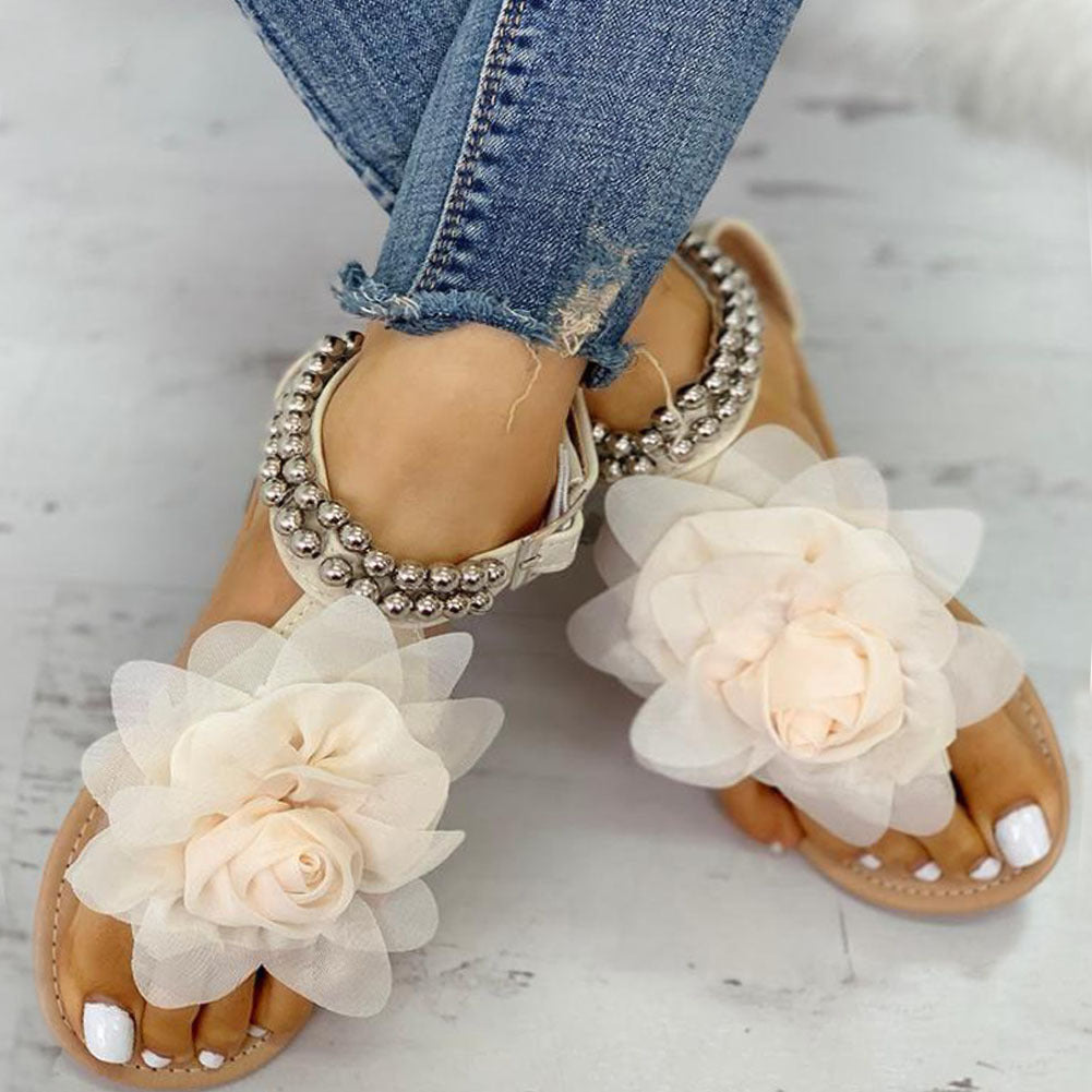 Flat flower sandals - Beuti-Ful