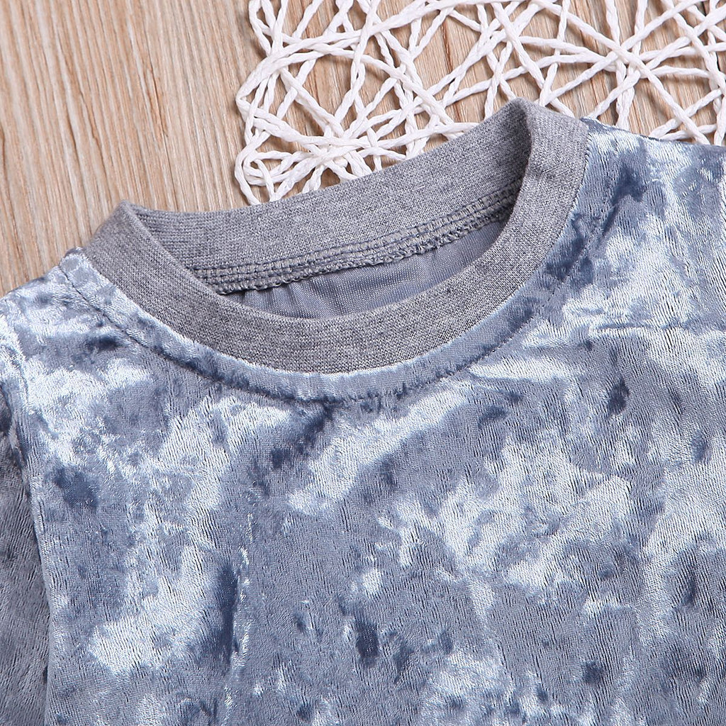 O-Neck Long Sleeve Gold Velvet Sweatshirt Trousers set - Beuti-Ful