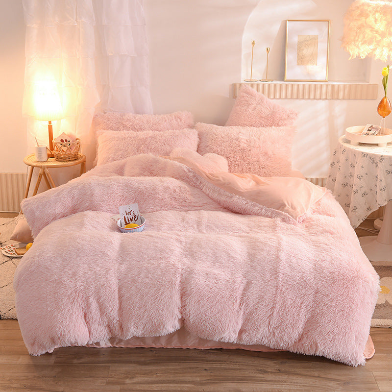 Luxury Thick Fleece Duvet Cover Queen King Winter Warm Bed Quilt Cover Pillowcase Fluffy & Plush - Beuti-Ful