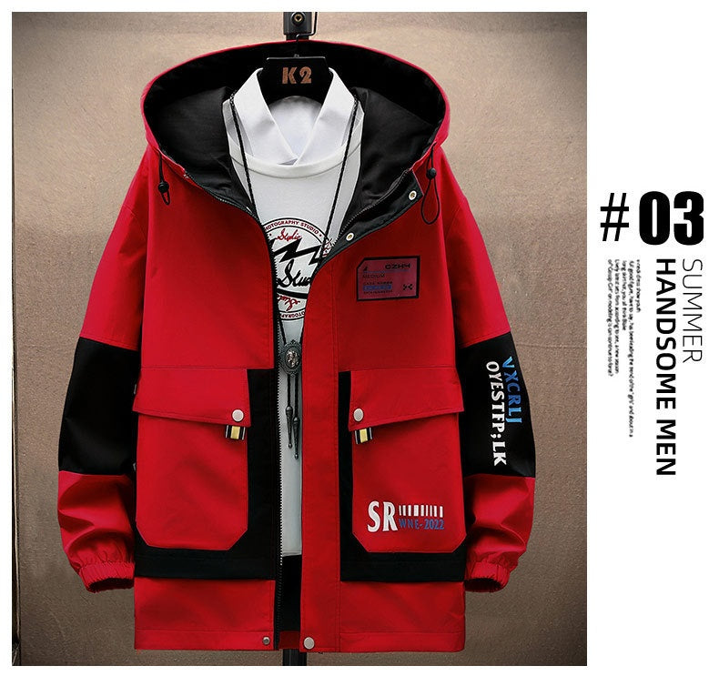 Spring And Autumn Hooded Color Matching Overalls - Beuti-Ful