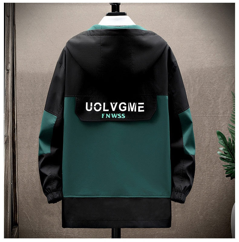 Spring And Autumn Hooded Color Matching Overalls - Beuti-Ful