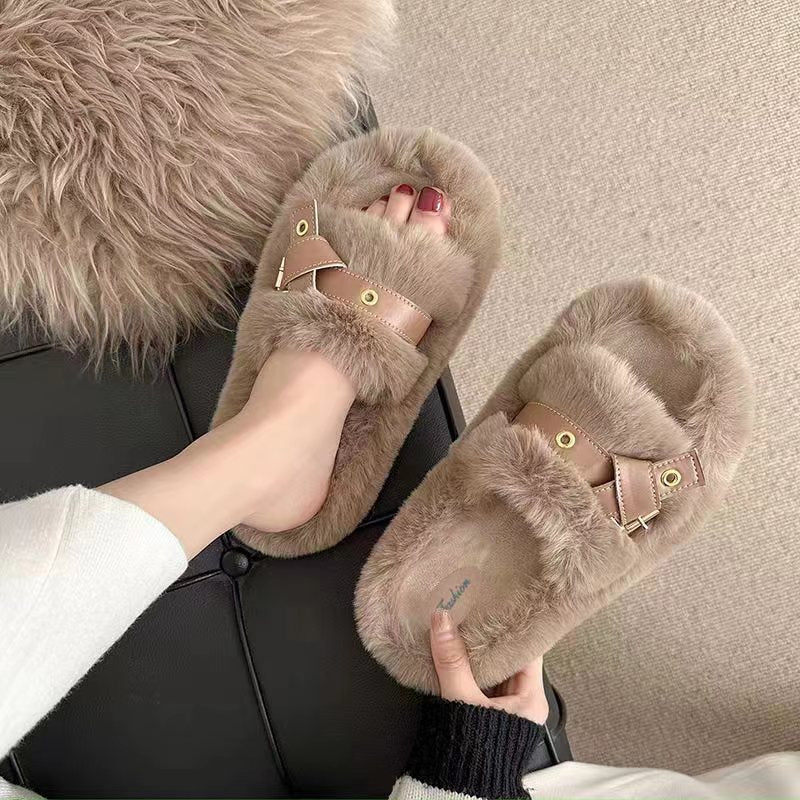 Fluffy Slippers Women's Flat Slippers - Beuti-Ful