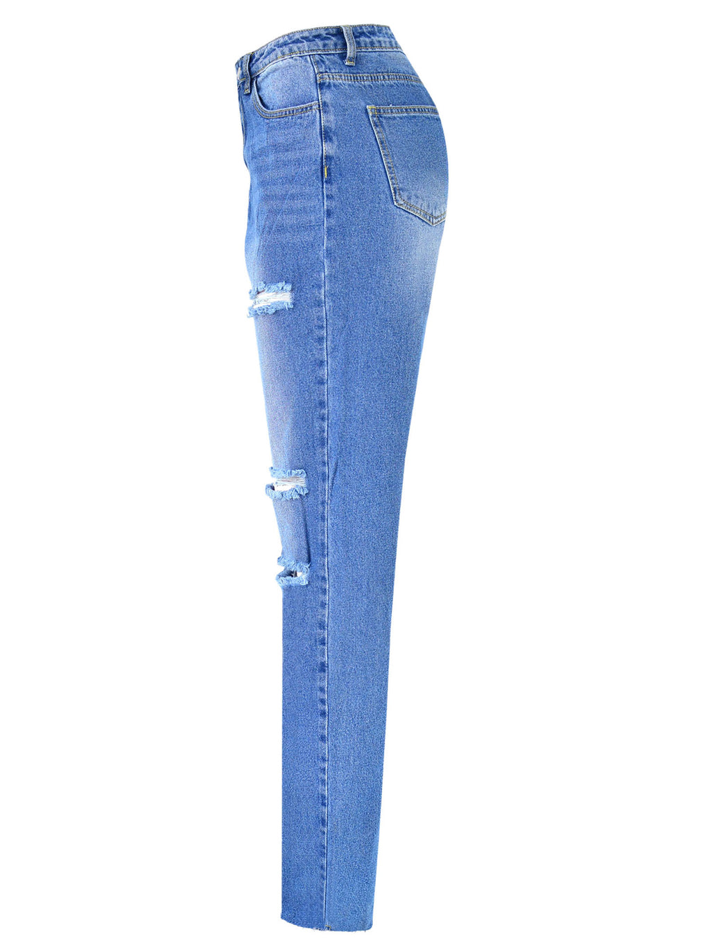 Women's High Waist Straight Ripped Jeans - Beuti-Ful