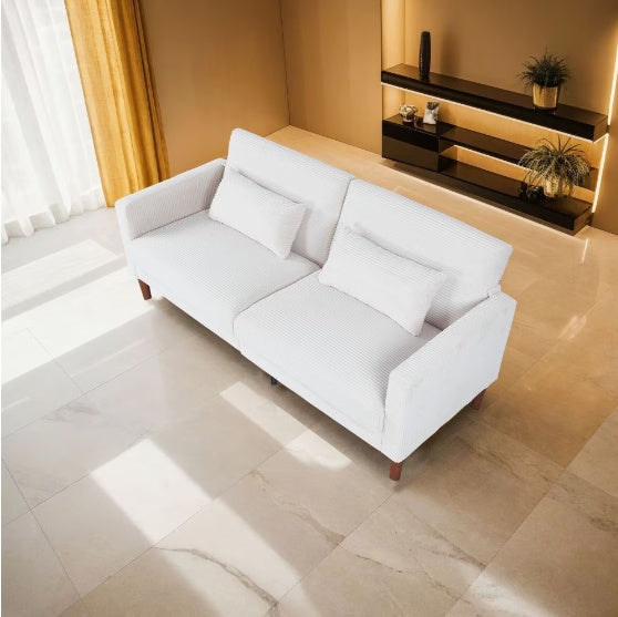 Linen Sofa Seats In Beige - Beuti-Ful