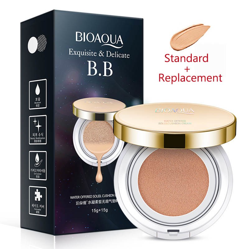 Bioaqua Air Cushion BB Cream 3 Color Concealer Moisturizing Foundation Whitening Flawless Makeup Bare For Face Beauty Makeup - Beuti-Ful