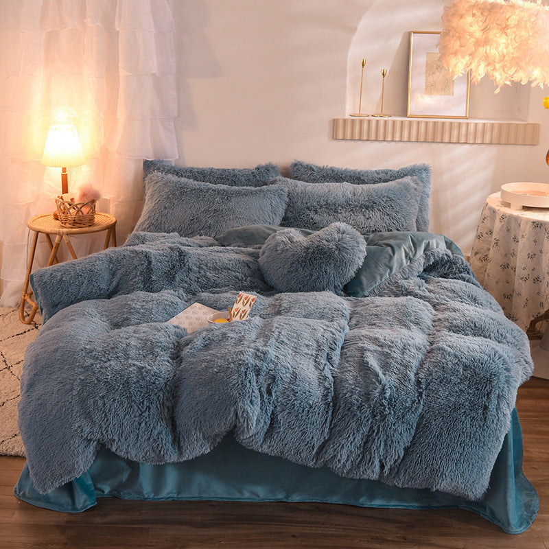 Luxury Thick Fleece Duvet Cover Queen King Winter Warm Bed Quilt Cover Pillowcase Fluffy & Plush - Beuti-Ful
