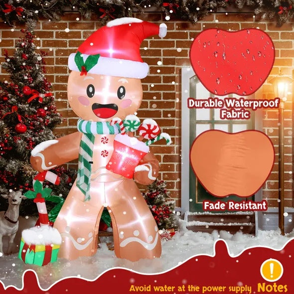 7.9 FT Lighted Christmas Inflatable Decoration, Inflatable Gingerbread Man Outdoor Decoration - Beuti-Ful