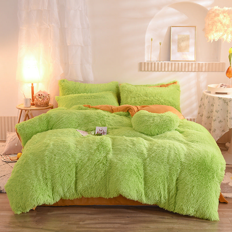 Luxury Thick Fleece Duvet Cover Queen King Winter Warm Bed Quilt Cover Pillowcase Fluffy & Plush - Beuti-Ful