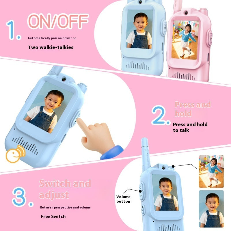 Mini Video Wireless Walkie Talkies For Kids Handheld 2 Pack Rechargeable