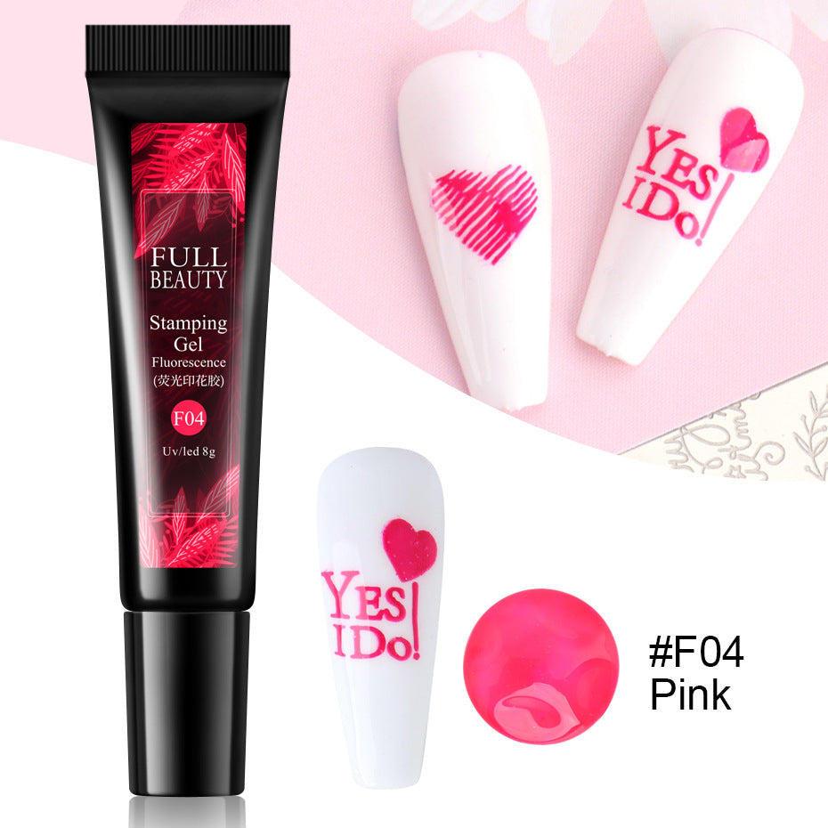 Nail Art Fluorescent Printing Glue, Nail Template Transfer Glue Hose Set - Beuti-Ful