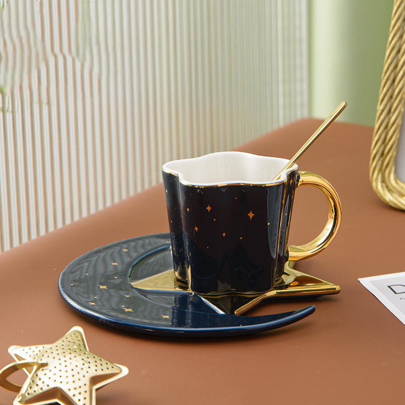 Ceramic Cup With Star And Moon Saucer - Beuti-Ful