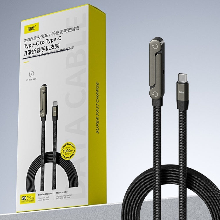 Fast Charging Foldable Bracket 2-in-1 Data Wire Foldable Phone Tablet Stand Type-C To Type-C USB-A To Type-C - Beuti-Ful