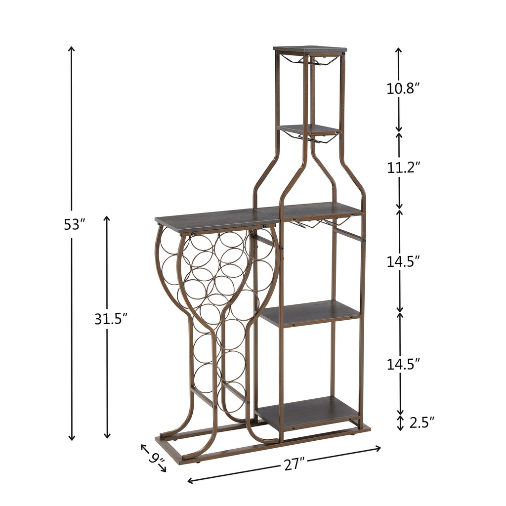 5-tier Freestanding Wine Rack With Hanging Wine Glass Rack And Storage Rack - Beuti-Ful