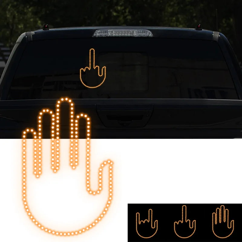 Funny New LED Illuminated Gesture Light Car Finger Light With Remote Road Rage Signs Middle Finger Gesture Light Hand Lamp - Beuti-Ful