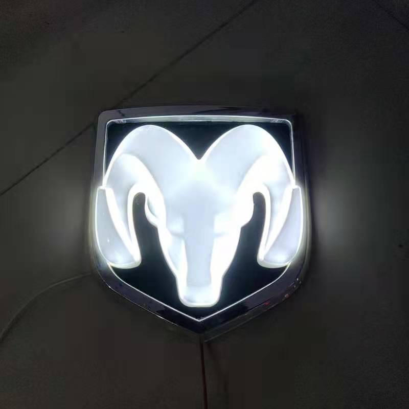 LED Luminous With Light Modified Ram Tail Logo Car Head Logo - Beuti-Ful