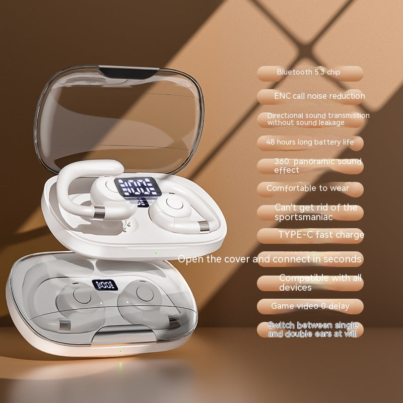 Non-entry Ear-mounted Sports Digital Display Noise Reduction Wireless Bluetooth Headset - Beuti-Ful
