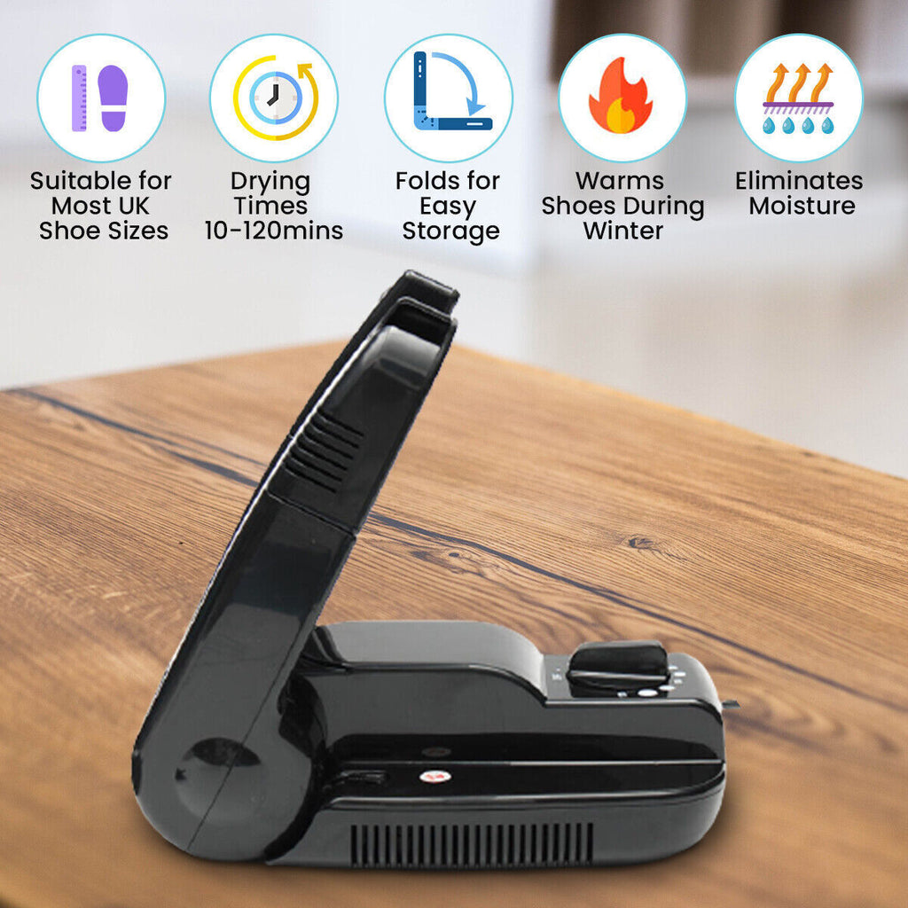 Shoe Dryer Warmer Portable Odour Eliminator Damp Wet Boots Remover Black - Beuti-Ful