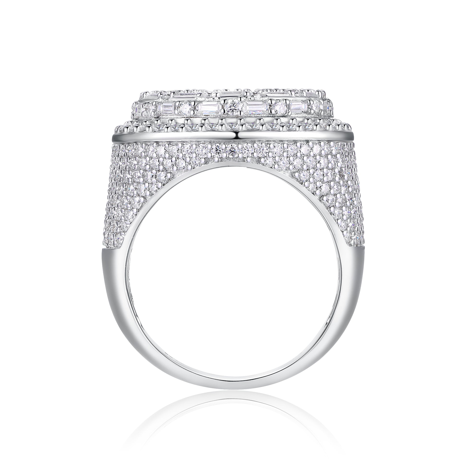 Men's Ring, Diamond Ring With Top-quality Moissanite S925 Silver  Platinum-plated. The Ring Can Be Inspected With A Diamond Pen