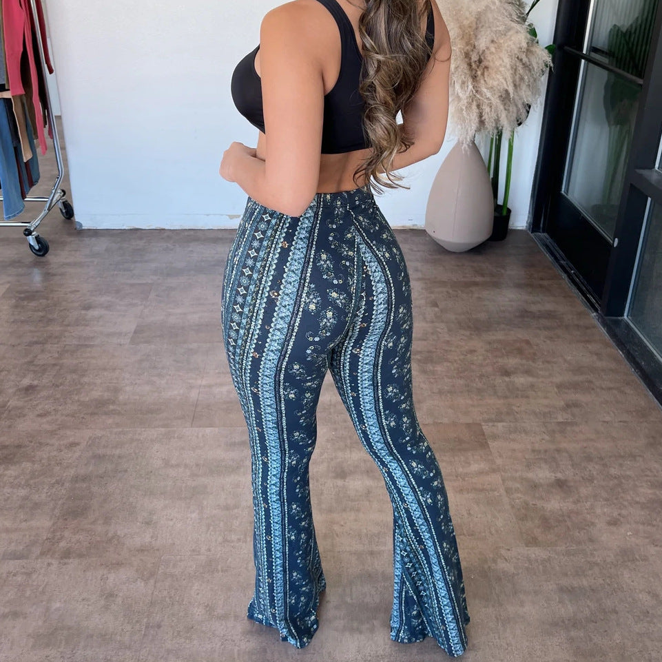 High Elastic Tight Pants Slim Sexy Print Trousers Womens Clothing - Beuti-Ful