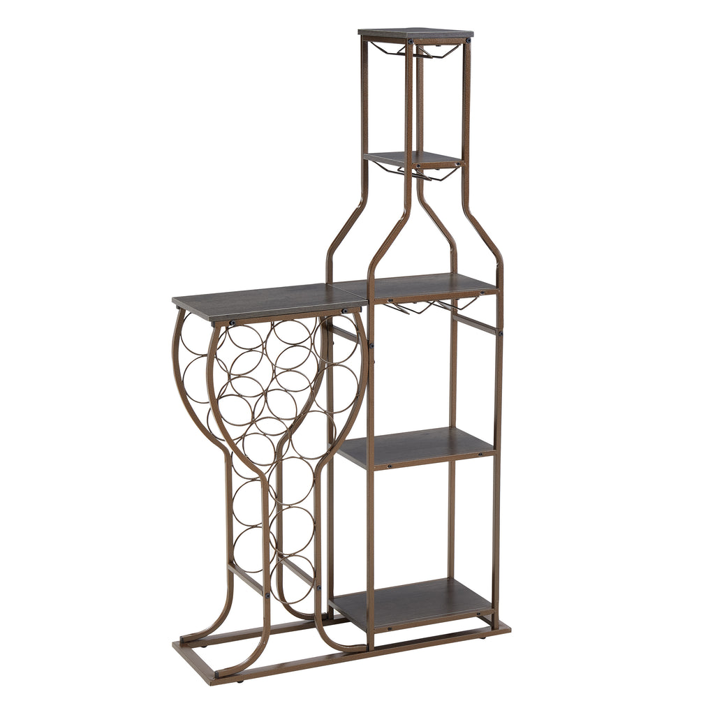 5-tier Freestanding Wine Rack With Hanging Wine Glass Rack And Storage Rack - Beuti-Ful