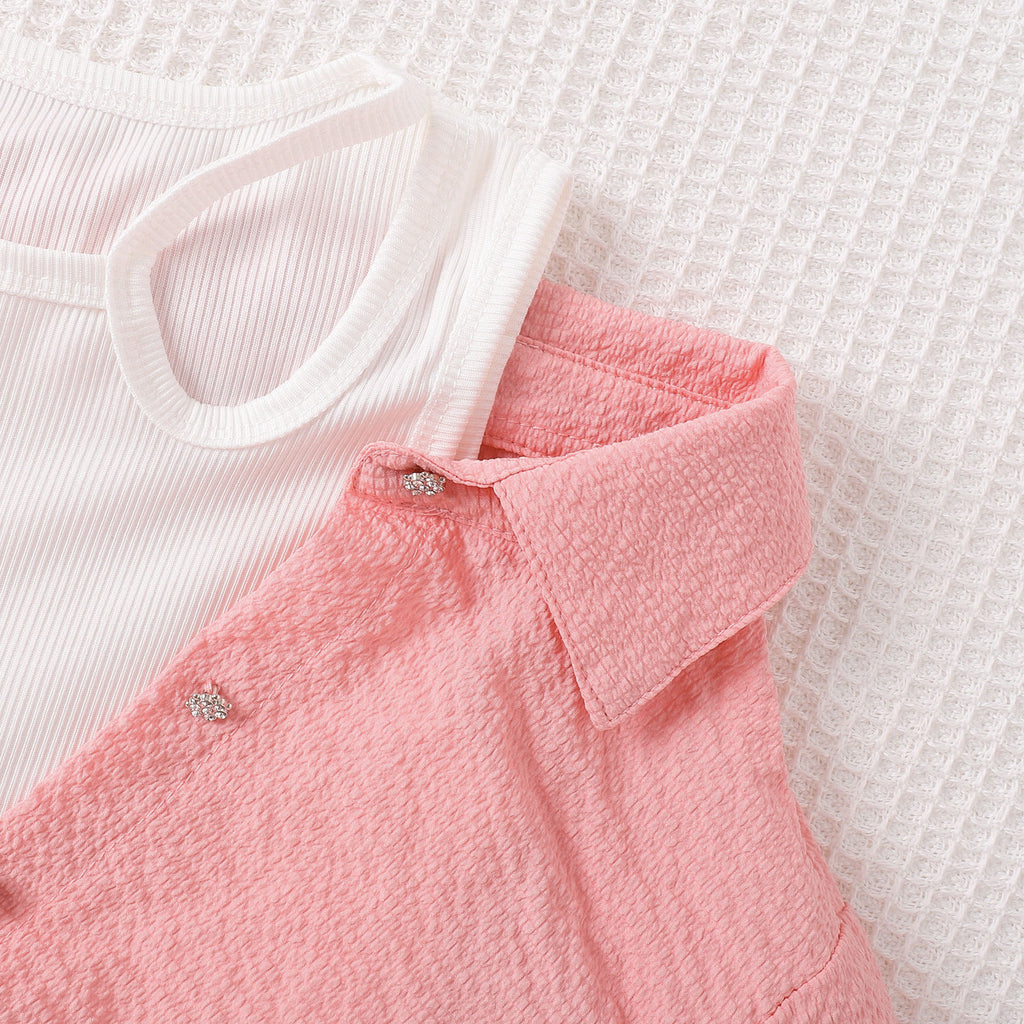 Fake Two-piece Off-shoulder Top With Flared Jeans