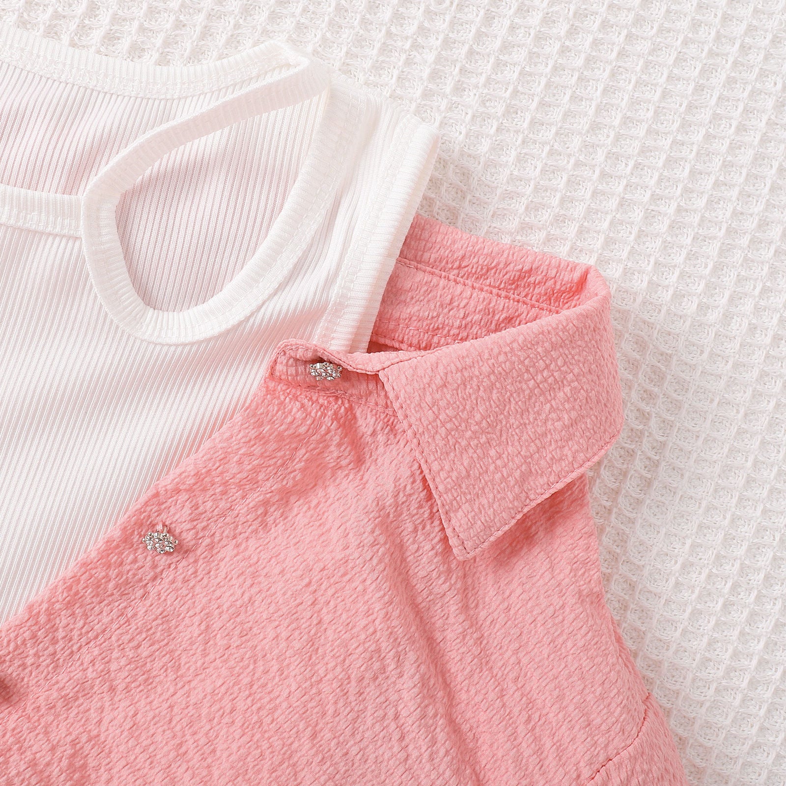 Fake Two-piece Off-shoulder Top With Flared Jeans