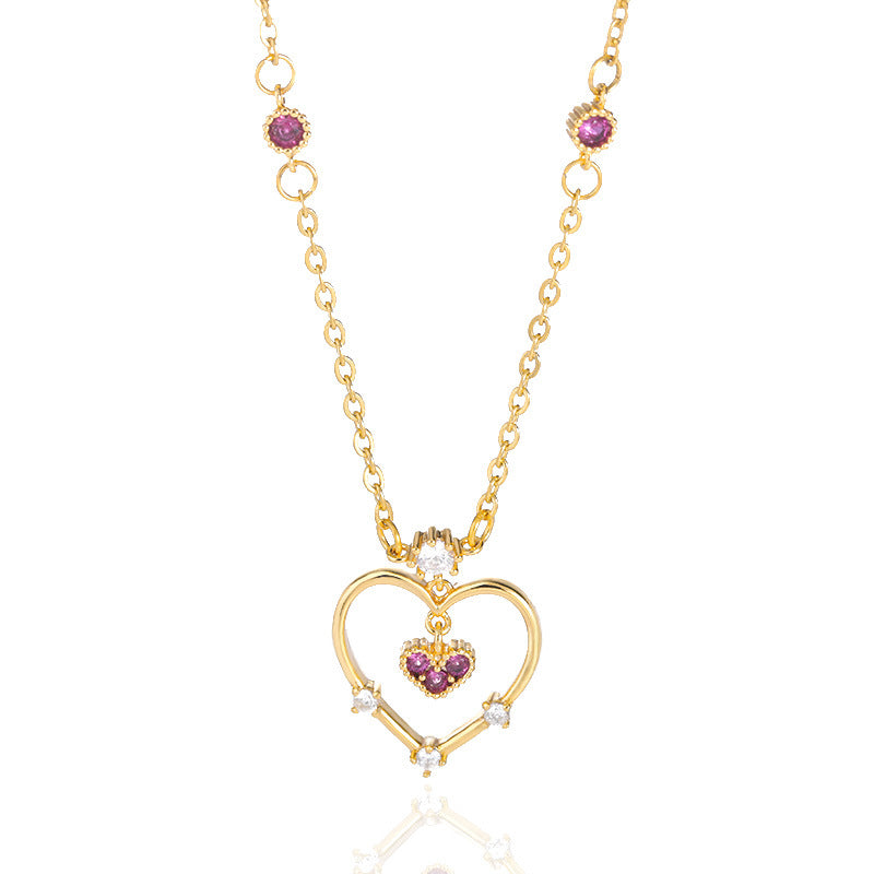 Fashion Double Love Pendant Necklace