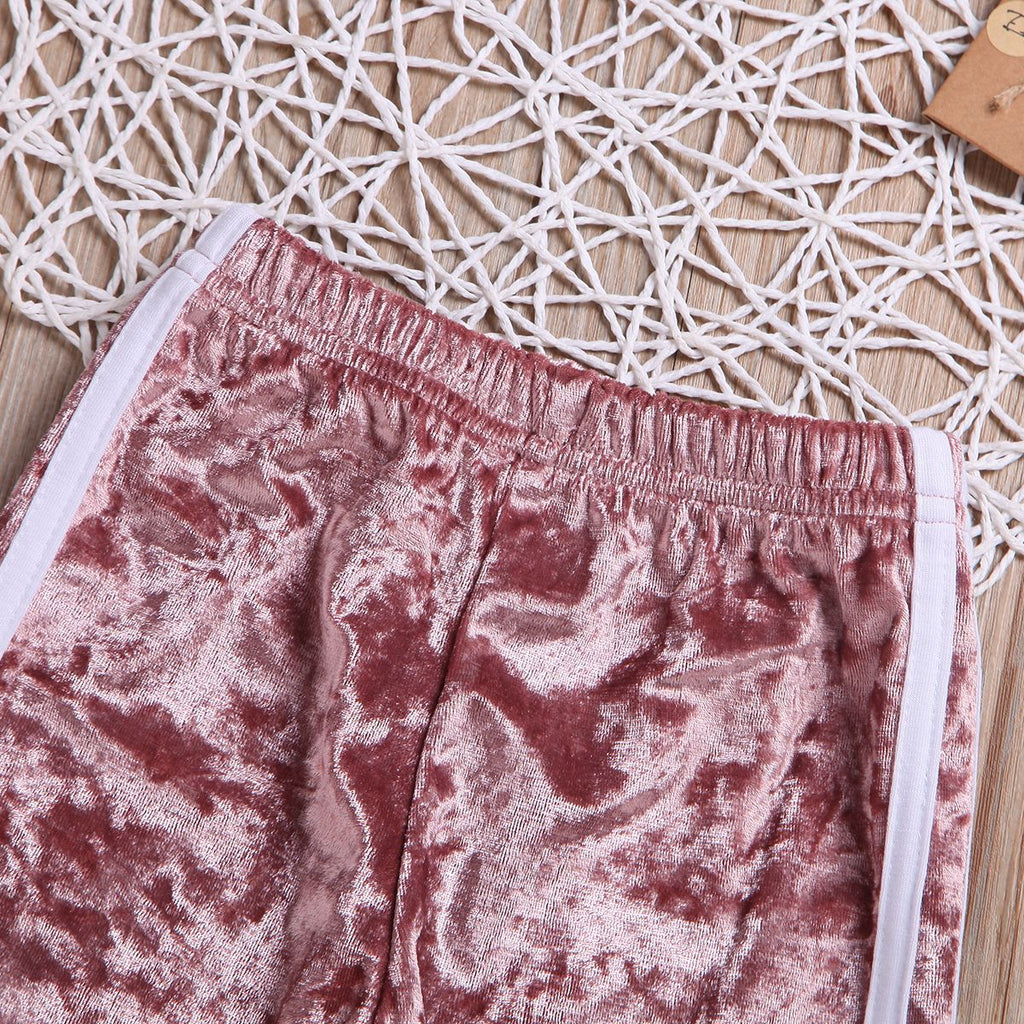 O-Neck Long Sleeve Gold Velvet Sweatshirt Trousers set - Beuti-Ful