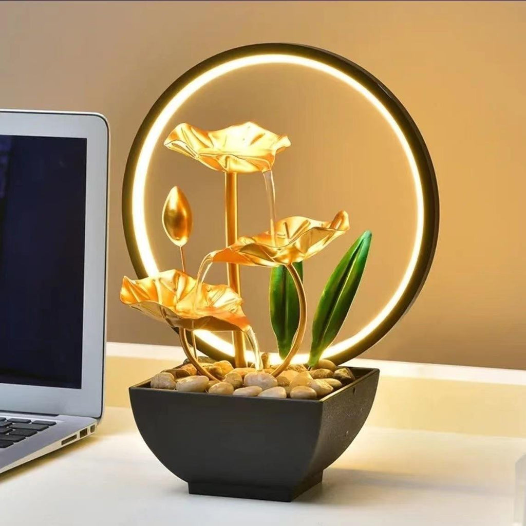 Flowing Water Ornaments Circulating Amp Ring Living room Night Light Decoration - Beuti-Ful
