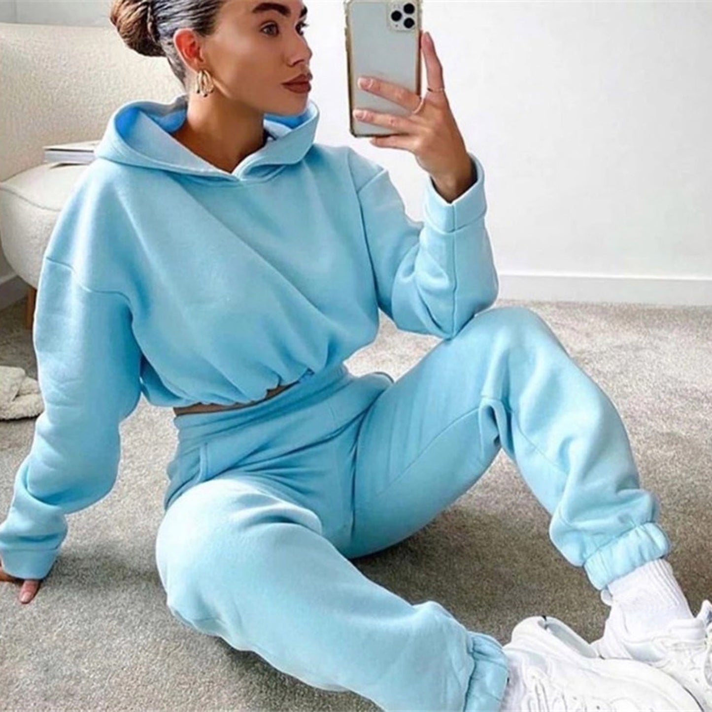 Jogging Suits For Women 2 Piece Sweatsuits Tracksuits Sexy Long Sleeve HoodieCasual Fitness Sportswear - Beuti-Ful