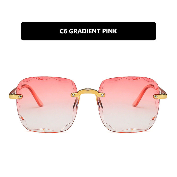 Square Sunglasses Trimmed Frameless Tide Large Rim Sunglasses - Beuti-Ful